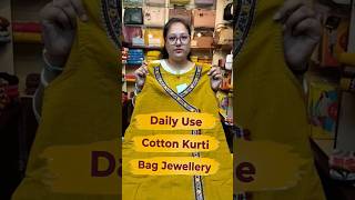 Daily Purpose Designer Kurti - Summer Friendly Cotton Kurti - Daily Purpose Bag and Jewellery