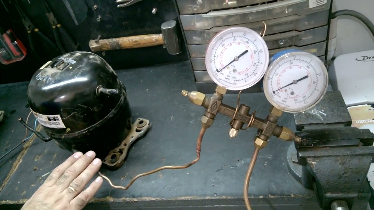 Prueba de rendimiento y hermeticidad a motor de heladera, explicado paso a paso.