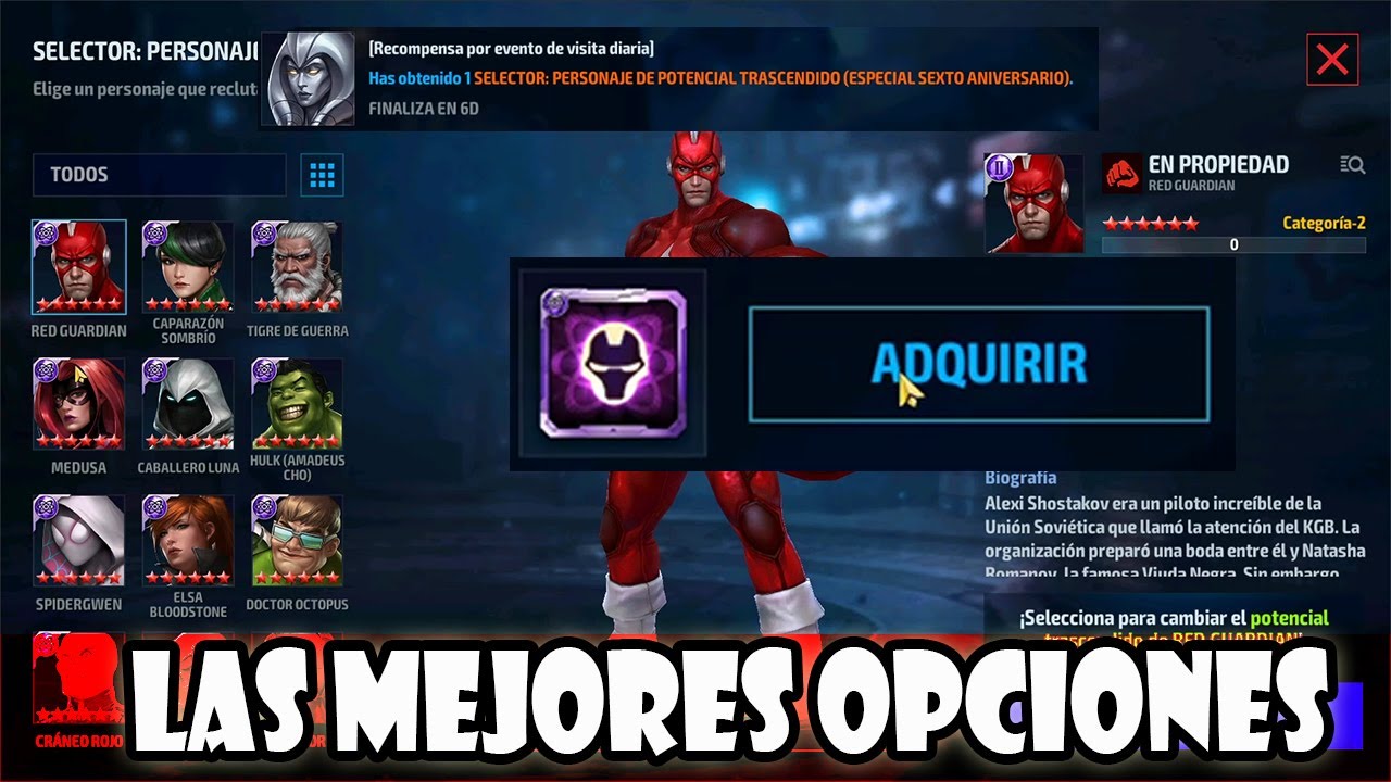 [MARVEL Future Fight] Las MEJORES Opciones para el Selector de Potencial Trascendido