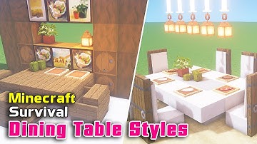 Minecraft Survival Dining Table Styles! Minecraft Survival Interior Tutorial #9 ⚒