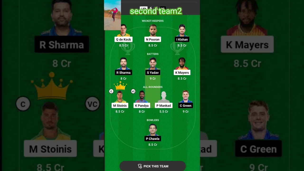 Mi Vs Lsg dream 11 team today match!mi Vs Lsg!winner team mi Vs Lsg! dream11 pe team