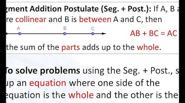 Segment Postulates - Part 1 Seg Add Post