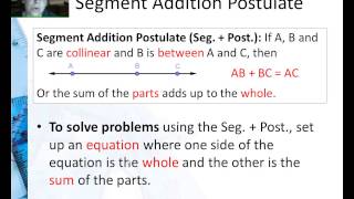 Segment Postulates - Part 1 Seg Add Post