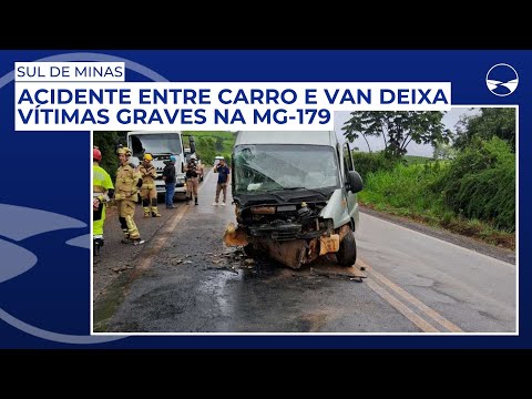 Acidente entre carro e van deixa vítimas graves na MG-179; jovem tem traumatismo craniano