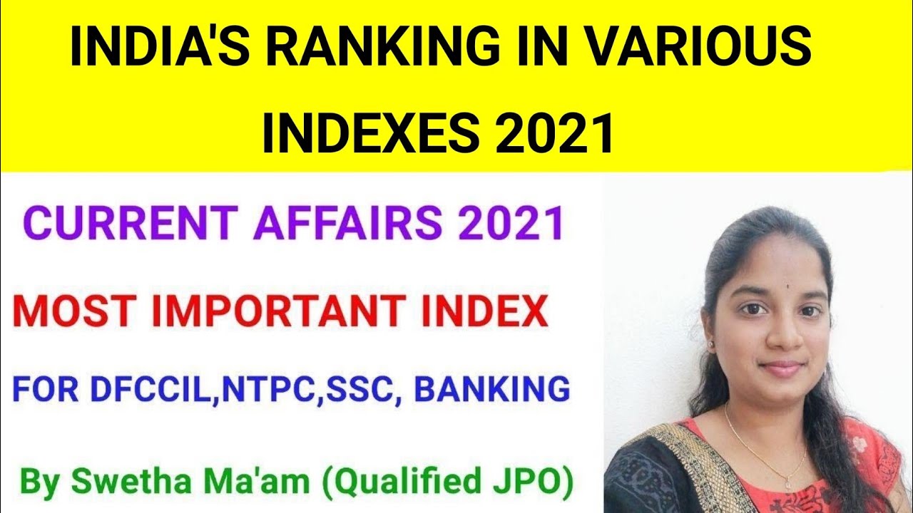 India's Rank In Various Indexes 2021 & 2020/index ranking of india 2021/DFFCIL gk classes/index 2021