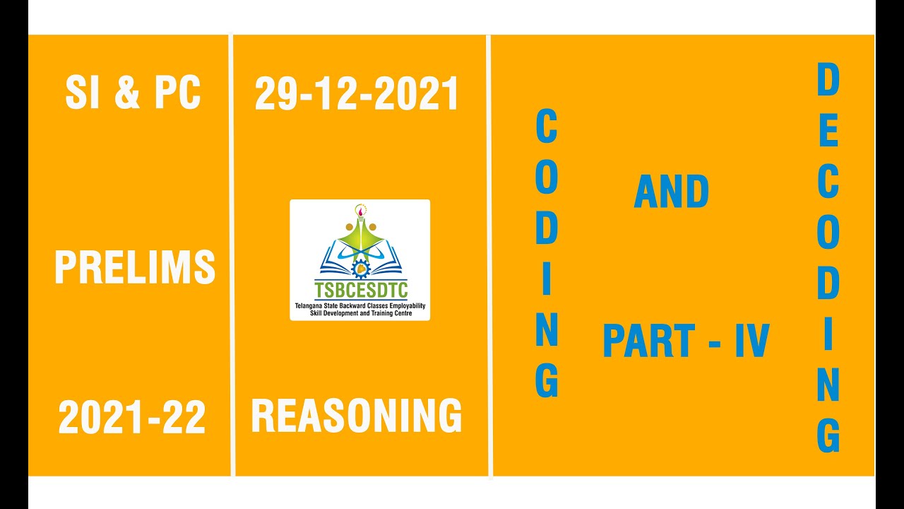 REASONING - CODING AND DECODING PART - IV | 29-12-2021 - YouTube