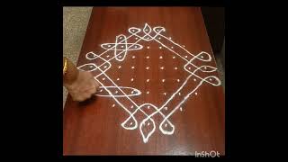 hasiru kruthi| easy 9*3 dots Rangoli design| #rangoli #dialyrangoli #muggulu #kolam