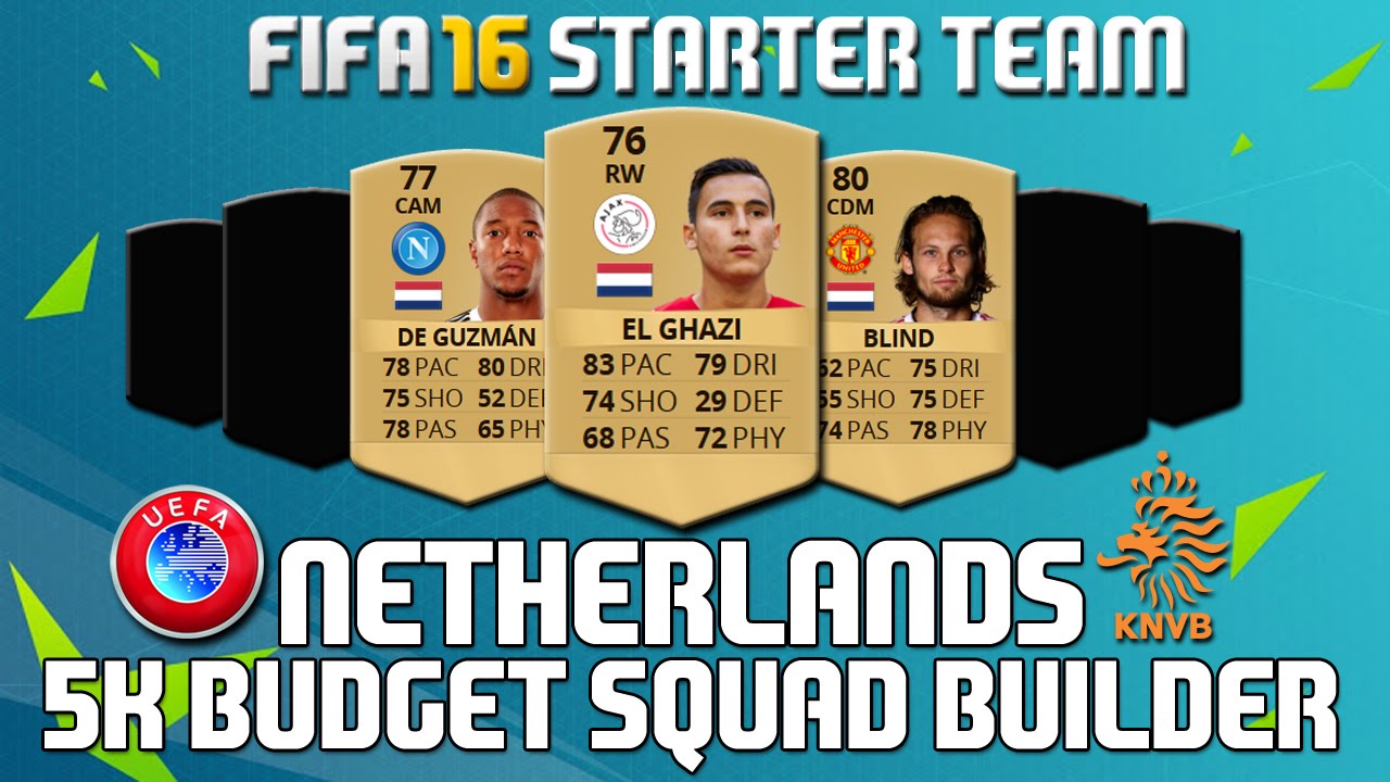 FIFA 16 BUDGET 5K NETHERLANDS SQUAD BUILDER | FUT 16 STARTER/FITNESS SQUAD