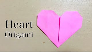 【折り紙】簡単！１分で出来るハートの折り方／Origami・Heart・１min