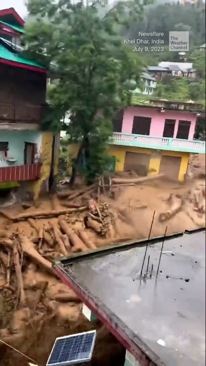 Landslide sweeps away trees in northern India | #shorts #newvideo #trending #subscribe #weather