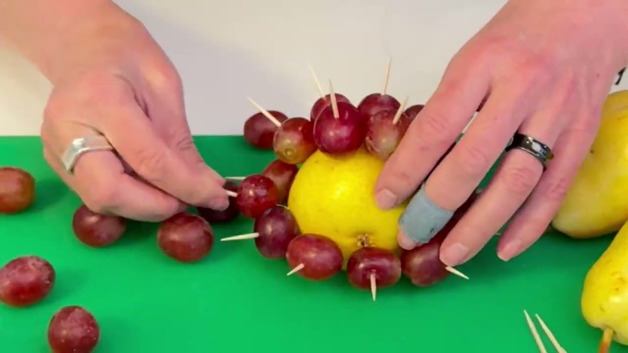 The Cutest Snack on the Block: Pear-Grape Hedgehog!