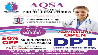 Admissions Open | DPT | Doctor of Physical Therapy | Aqsa Institute of Professional Studies