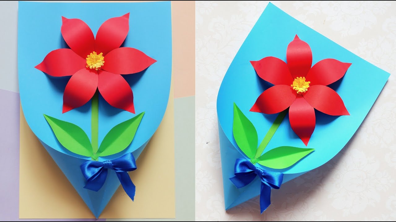 DIY Paper Flower BOUQUET/ Birthday gift ideas/Single Flower