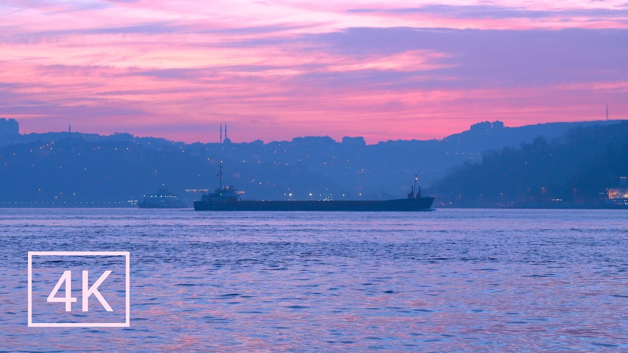Pink Sunrise - 4K Ambience for Sleep, Study & Relaxation - 3 Hours of Bosphorus with Nature Sounds
