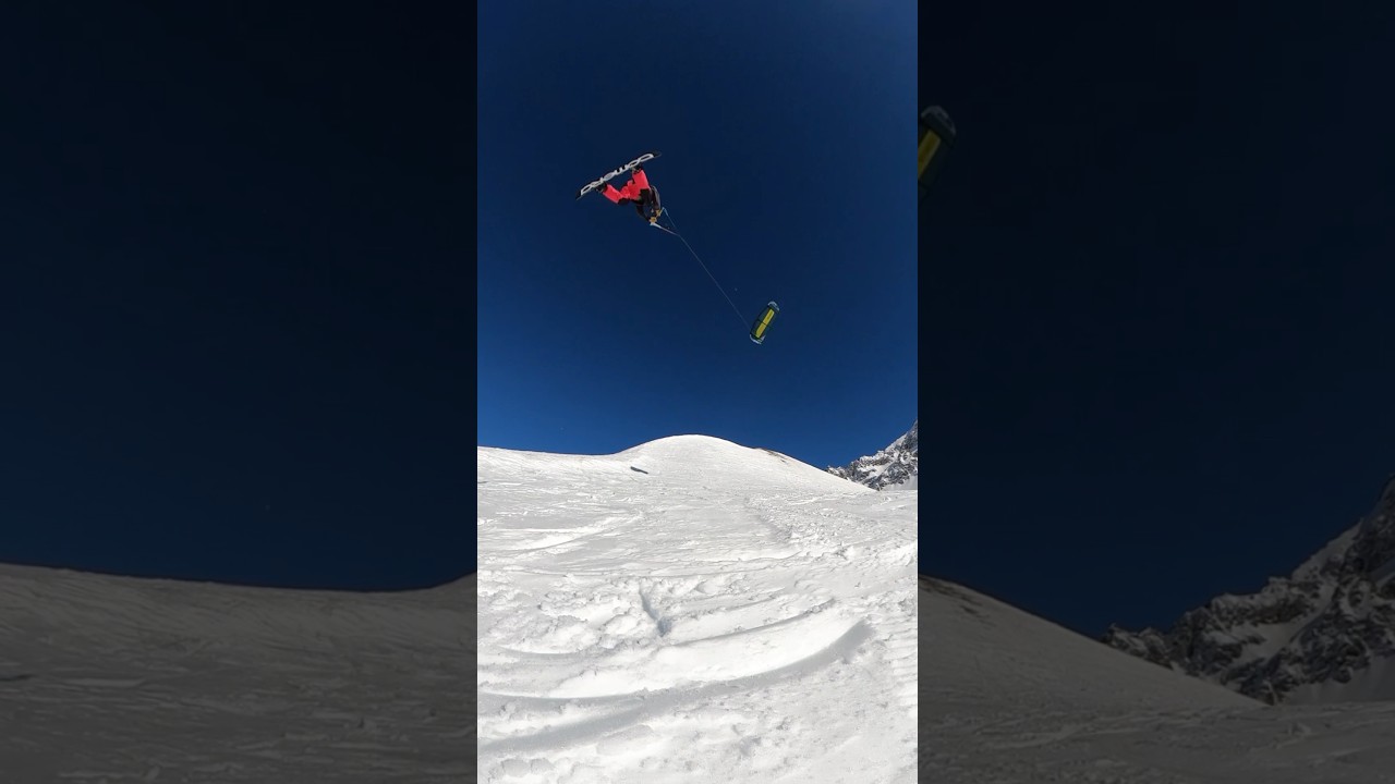 Kite loop session #snowboarding #snowkiting #kiteloop #jump #bigair #kite #crazy #fullsend