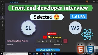 Fresher  Front end developer interview 2024 | web developer interview | Reactjs developer interview