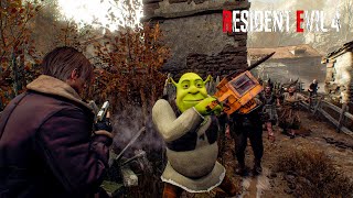 Shrek with a chainsaw vs Leon - Resident Evil 4 Remake