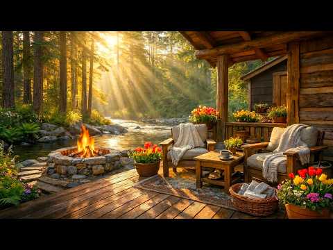 The Most Peaceful Riverside Porch Campfire & Nature Sounds Ambience