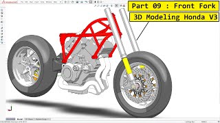 3D Modeling Honda V3 [ Part 09 : Front Fork ]
