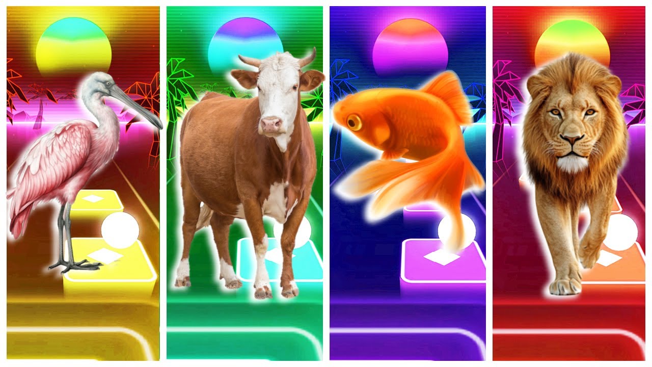 Funny Spoonbill vs Funny Cow🐄 vs Funny Fish🐠 vs vs Funny Lion🦁 | Tiles ...