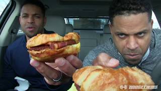 Eating King Croissanwich With Sausage & Bacon @hodgetwins
