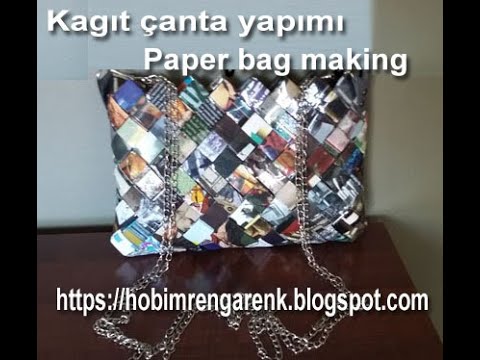 Kagıt örme teknigi ile kagıt çanta yapımı / Making paper bags with paper knitting technique /Recycle