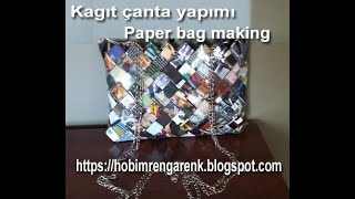 Kagıt Örme Teknigi Ile Kagıt Çanta Yapımı Making Paper Bags With Paper Knitting Technique Recycle