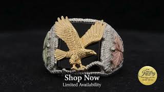 🦅 Not Just a Ring—A Symbol of Power Black Hills Gold Mens Eagle Sterling Silver Ring