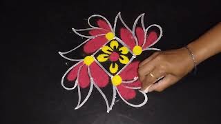 Simple&easy rangoli designs🪷🪷Daily kolam&rangoli,Flower rangoli designs,Friday muggulu with dots.
