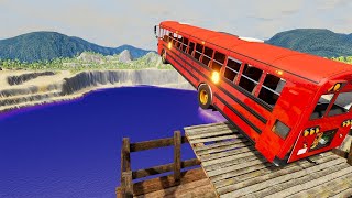 School Bus Crashes &amp; Jump 9 vs  Diving Pool #008 | BeamNG.Drive