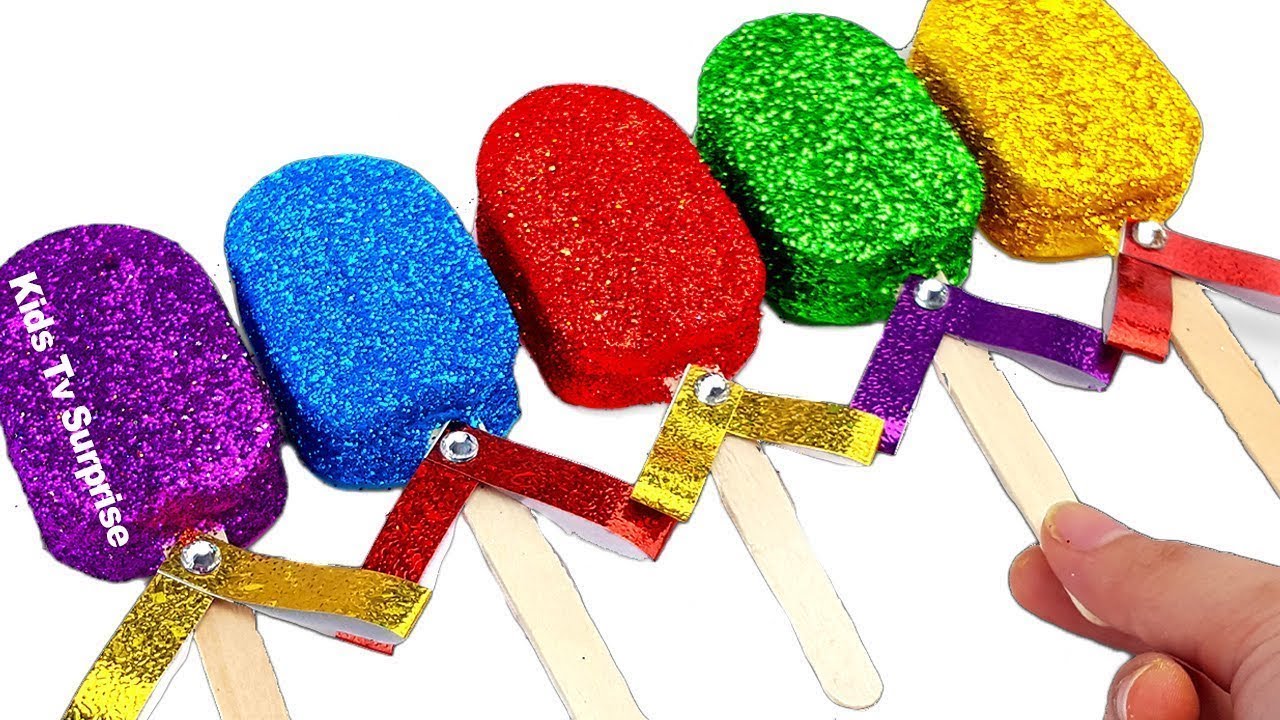 Learn Colors Bunny Popsicle Ice Cream Mold M&M's Surprise Toys Baby Doll Slime Bottle Toys