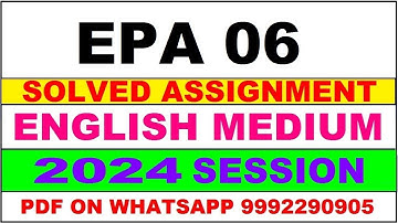 epa 6 solved assignment 2024 | epa 6 solved assignment in english 2023-24 | epa 6 2024