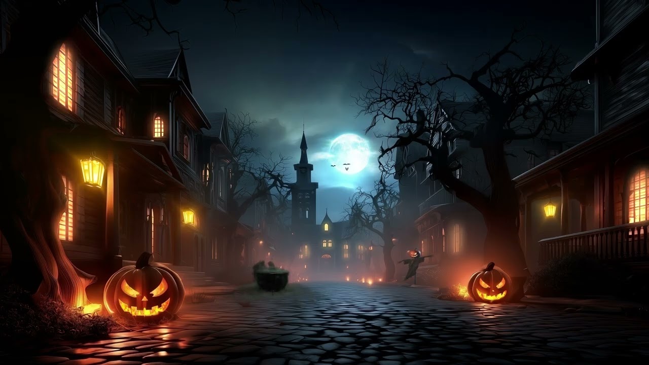 Moonlit Pumpkin Village | Peaceful Halloween Ambience with Cozy Night Sounds & Autumn Magic.
