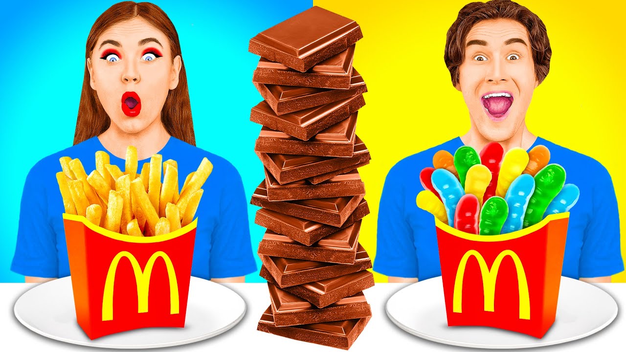 Gummy vs Chocolate vs Real French Fries Challenge by FUN FOOD YouTube