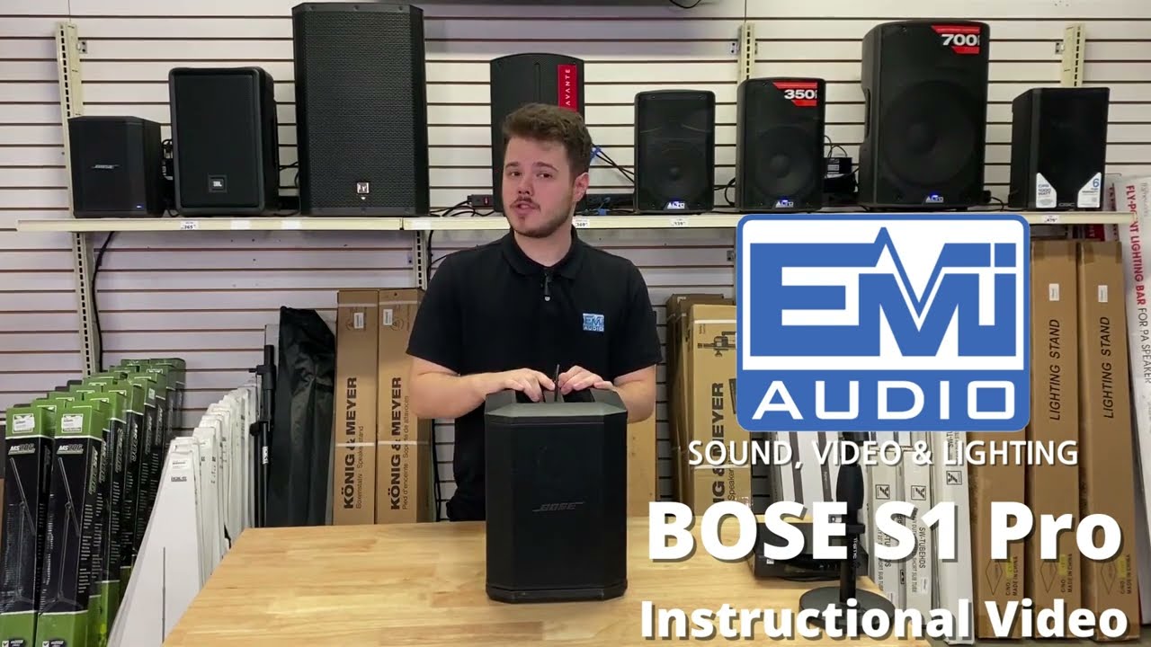 Bose S1 Pro Speaker - how to setup and operate controls and wireless mic  inputs EMI Audio 