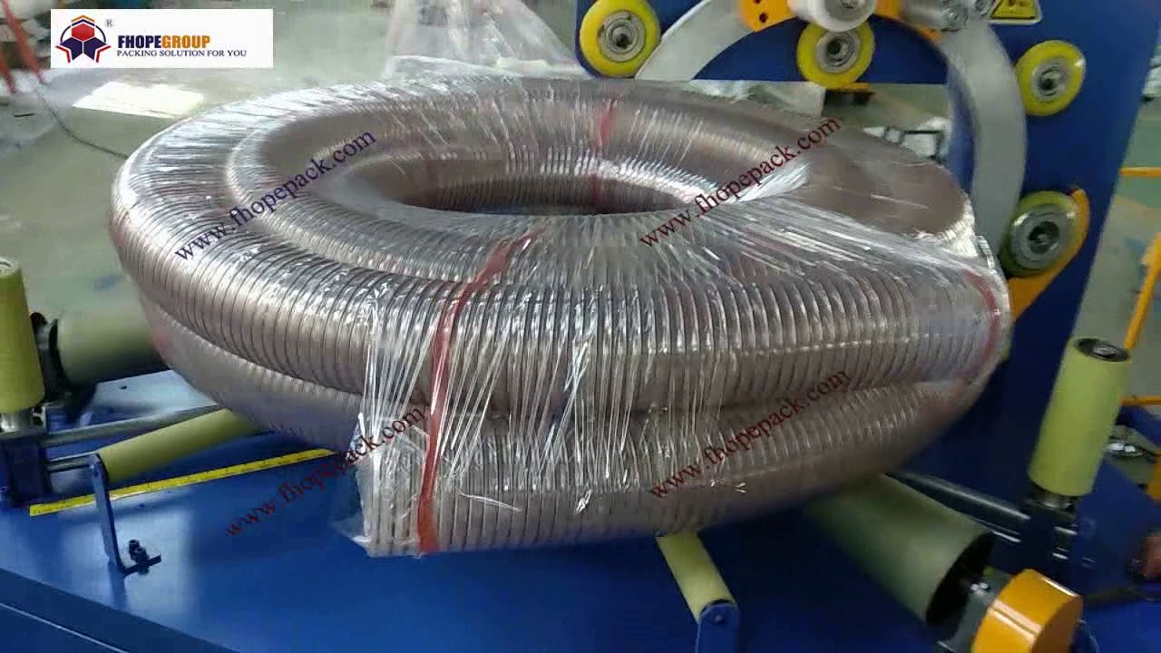 PVC pipe coil packing machine, film wrap machine YouTube
