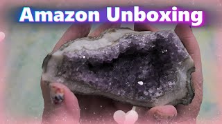 Amazon Unboxing: Palm-Sized Amethyst Geode Unboxing + Surprise Pendant! 💜 Budget Crystal Find