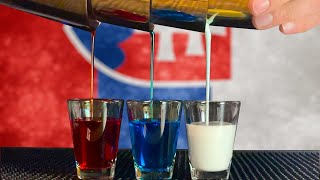 The liquid flag of Slovakia - Multiple pour using 4 shakers (for 3 shots)