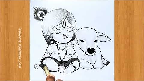 How to draw Krishna with Cow | Krishna drawing | Easy drawing step by step | pencilSketch