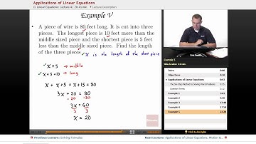 "Applications of Linear Equations" | Algebra 1 with Educator.com