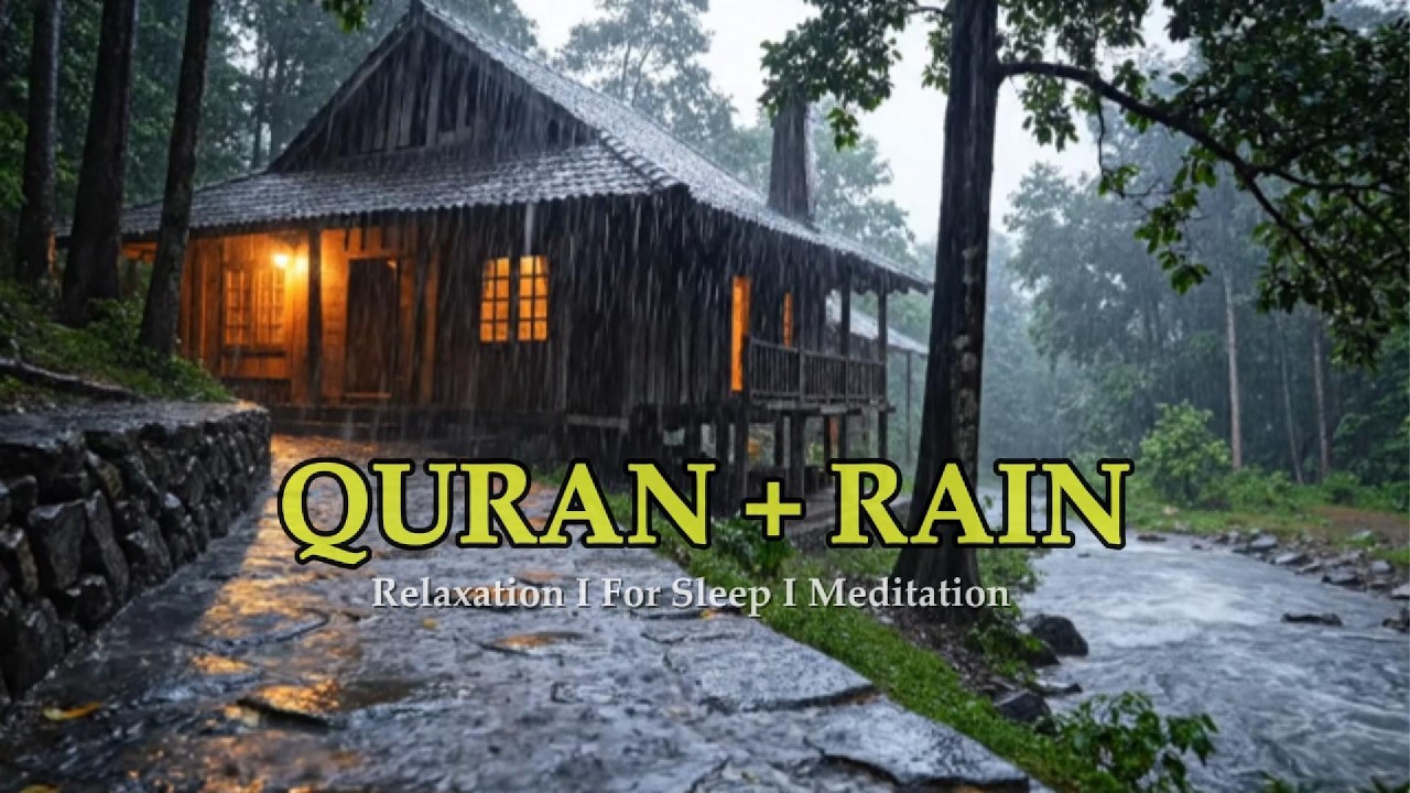 Quran to Stop Overthinking & Wash Away Anxiety | Heavy Rain & Thunder for Deep Sleep, Focus, Study