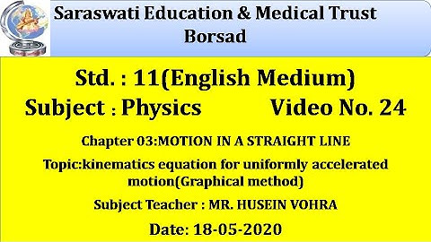 PHY(ENG. MED) CLASS 11|18-05-2020|CHAP 03: MOTION IN A STRAIGHT LINE (PART-24) ~ BY HUSEIN VOHRA