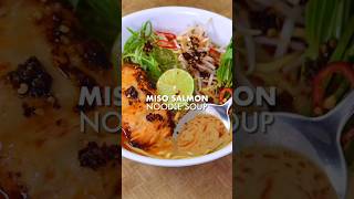 Miso glazed salmon with miso noodle soup incredibly simple but looks 10/10!🍜 #cheeseramen #food