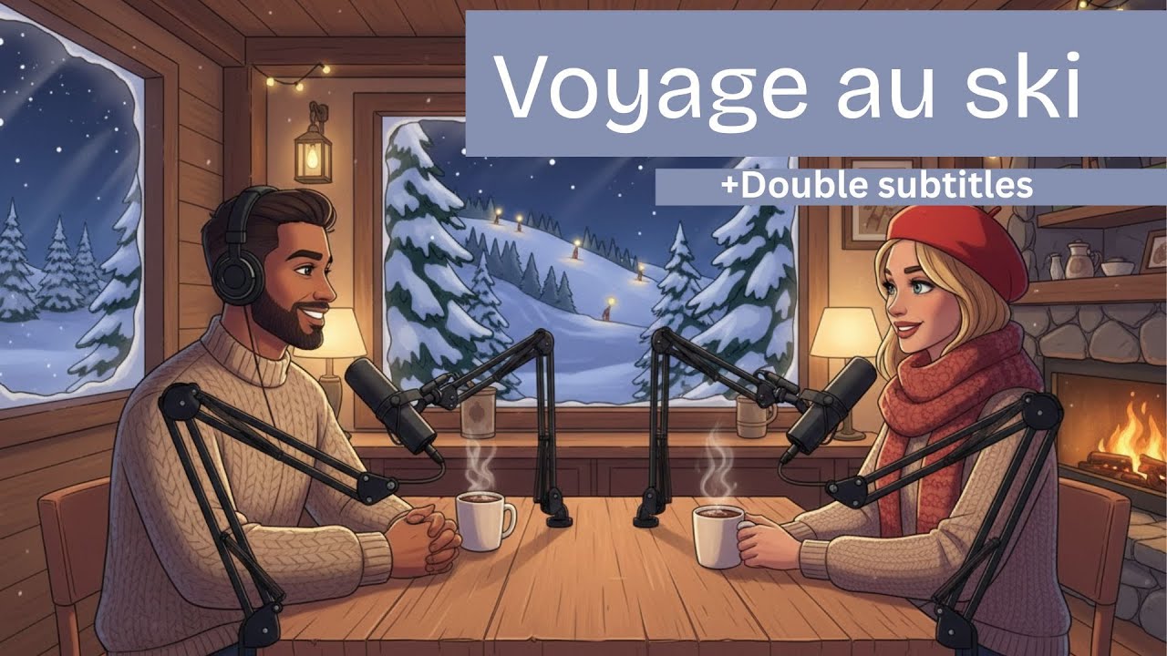 8 min Intermediate French Podcast 🇫🇷 + Double subtitles | Voyage au ski ⛷️