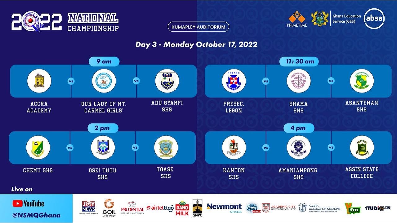 #NSMQ2022 ONE-EIGHTH STAGE | Chemu SHS VS Osei Tutu SHS VS Toase SHS ...