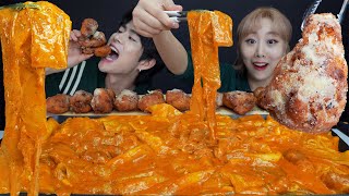 SUB) ASMR MUKBANG 꾸덕꾸우덕!🔥요즘난리난 신메뉴!엽떡로제떡볶이 허니엽봉 먹방!! SPICY TTEOKBOKKI EATING SHOW!!