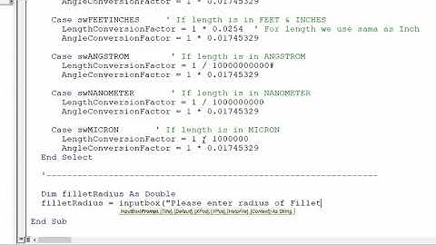 Solidworks Macro – Create Fillet