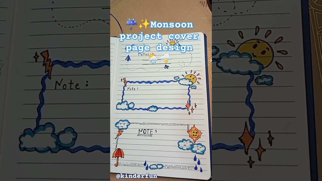 kids monsoon project cover page design 🌦️journal bullet idea border design 🌩️☔ 