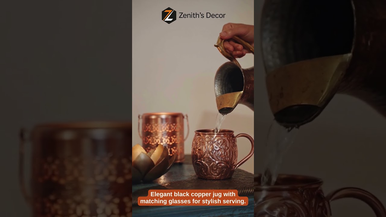 Black Copper Jug Glass Set