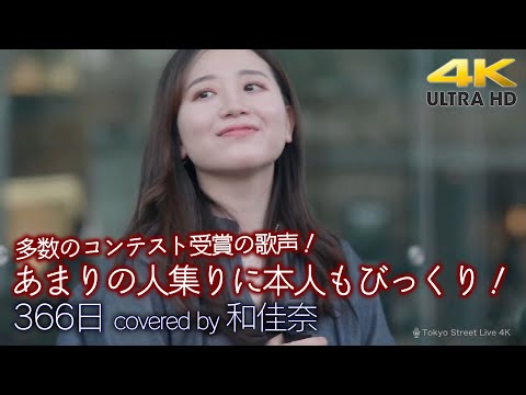 【 歌うま 】アカペラスピリッツ優勝他多数受賞の歌声！  あまりの人集りに本人もびっくり！　366日 / HY （ covered by 和佳奈 ）4K映像